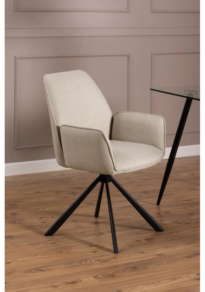 Бежови тапицирани трапезни столове в комплект с подлакътници 2 бр. Glenda – Actona