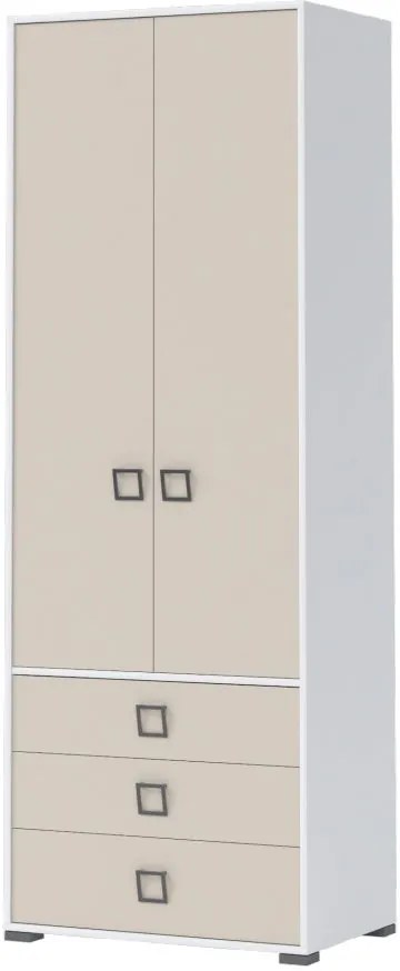 Двоен гардероб Riddle 2D3S-бял-пясък