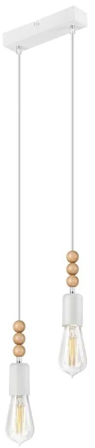 Полилей SIMON 2xE27/60W/230V бял/бук на кабел