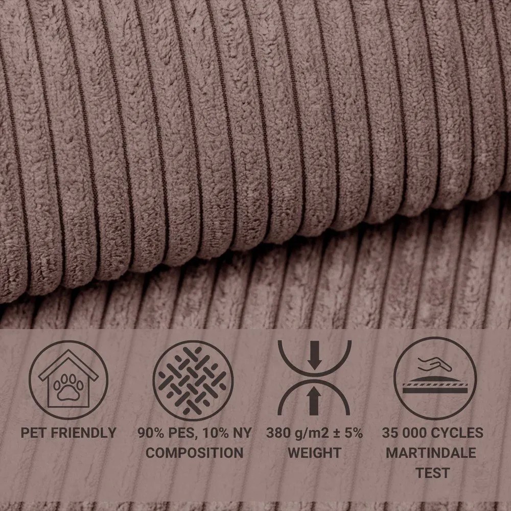 Лилав сгъваем/с място за съхранение ъглов диван от рипсено кадифе (ляв ъгъл/L форма) Tonga – Maison de Rêve