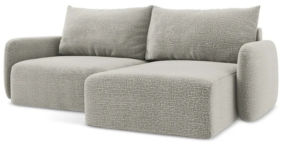 Светлосив разтегателен ъглов диван с място за съхранение (десен ъгъл) Kalena – Makamii