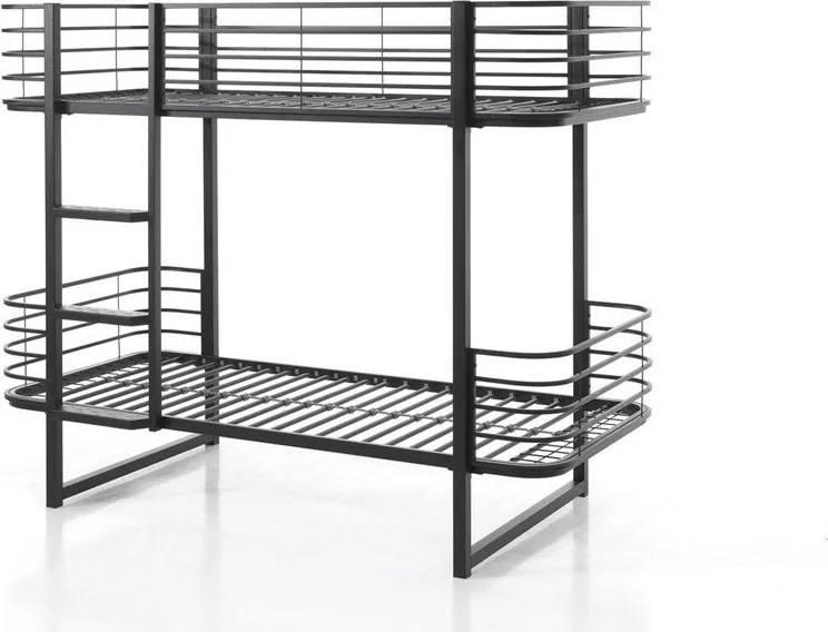 Черно метално двуетажно детско легло с включена подматрачна рамка 90x200 cm Oscar – Vipack