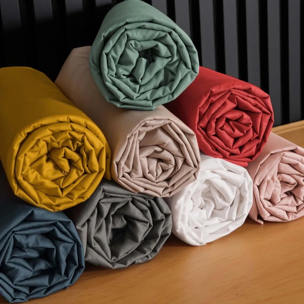 Бял еластичен чаршаф от памук перкал 160x200 cm Percaline – douceur d'intérieur