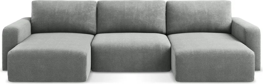 Сив шенилов сгъваем/с място за съхранение ъглов диван (U форма) Kona – Makamii