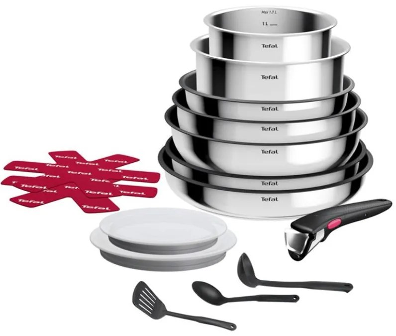 Tefal - Комплект съдове за готвене INGENIO COOK, 15 части, неръждаема стомана