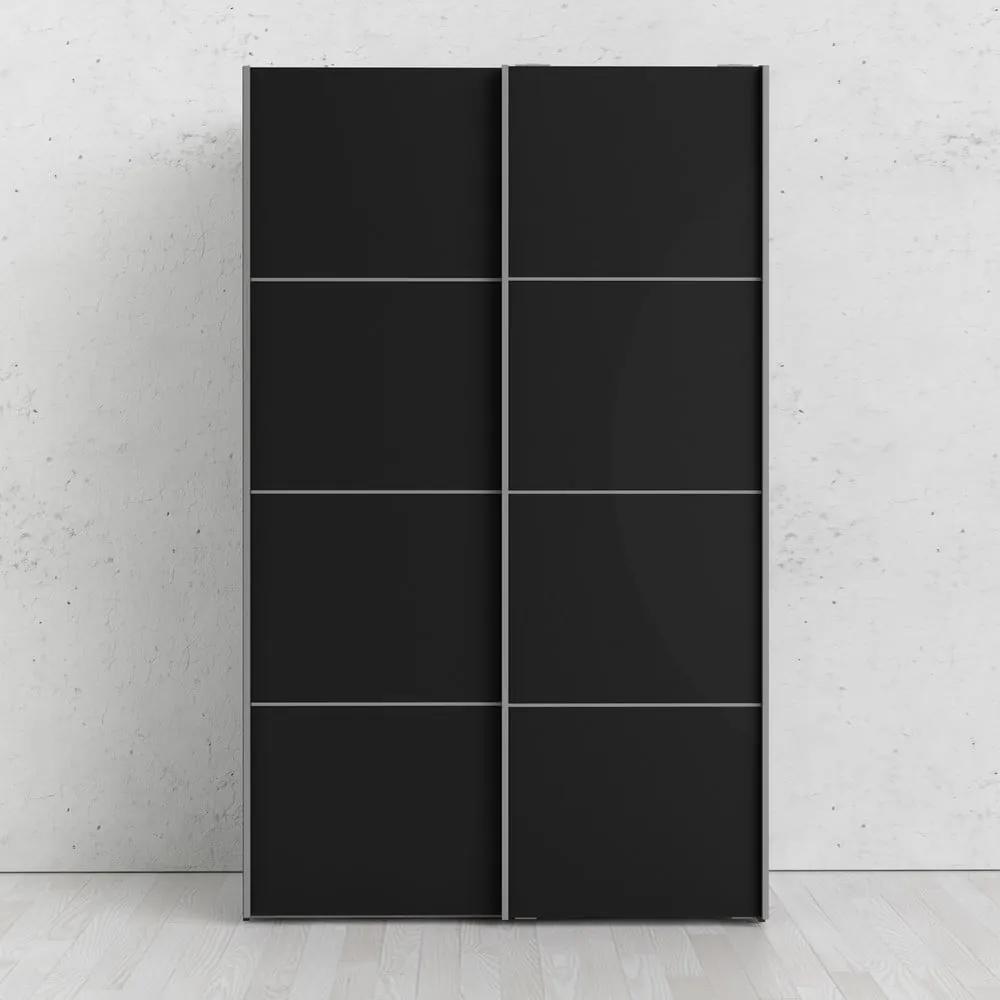 Черен гардероб с плъзгащи се врати 122x202 cm Verona - Tvilum