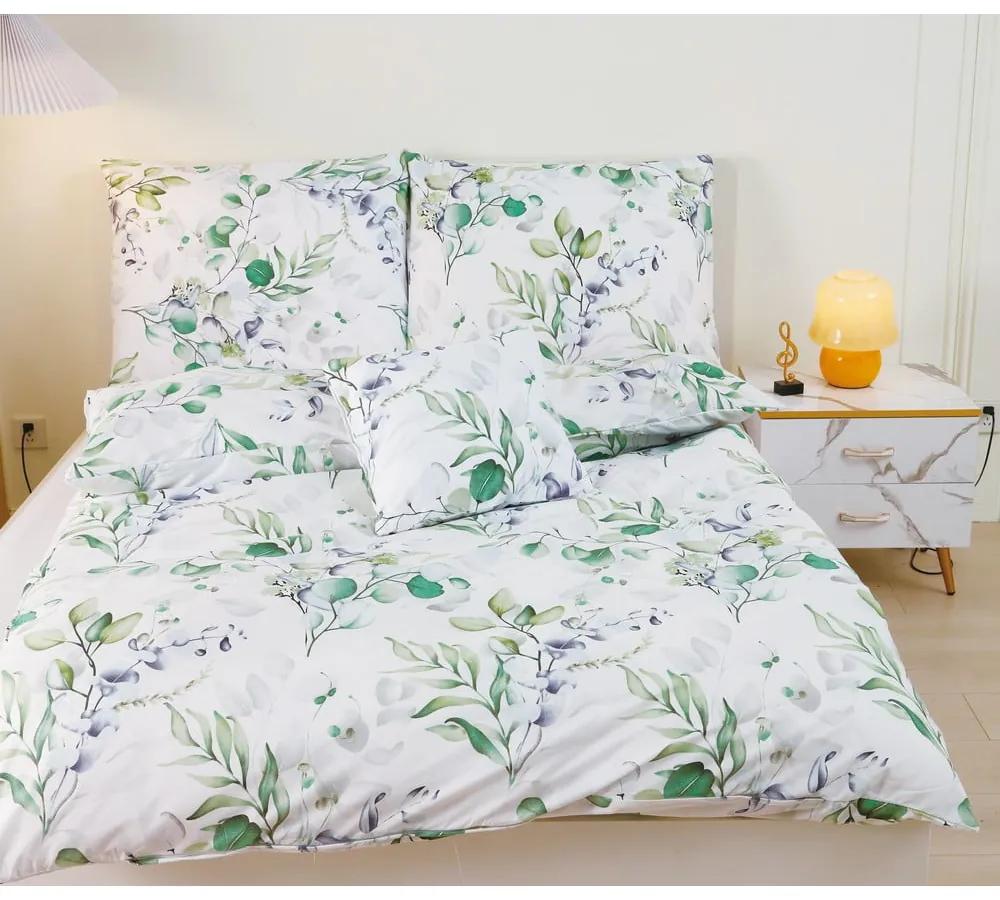 Бяло/зелено единично 6 части включено спално бельо от микросатен 140x200 cm Abigail – My House