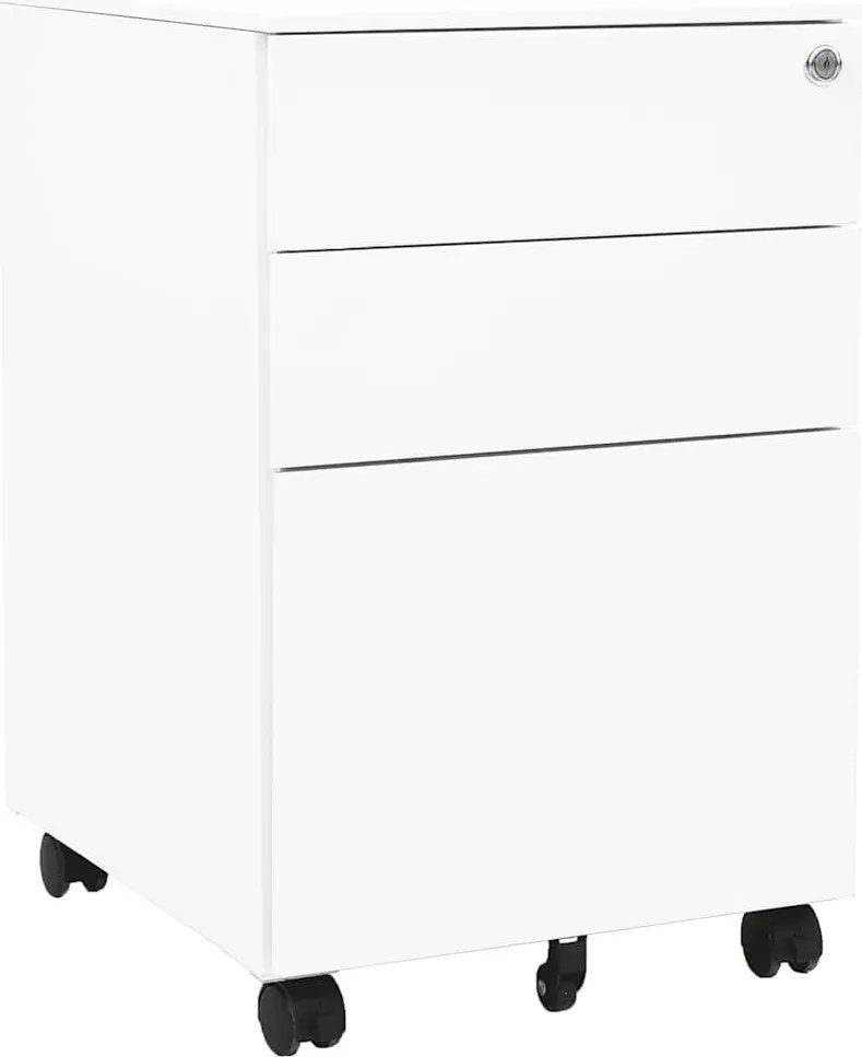 335978 vidaXL Мобилен офис шкаф, бял, 39x45x60 см, стомана