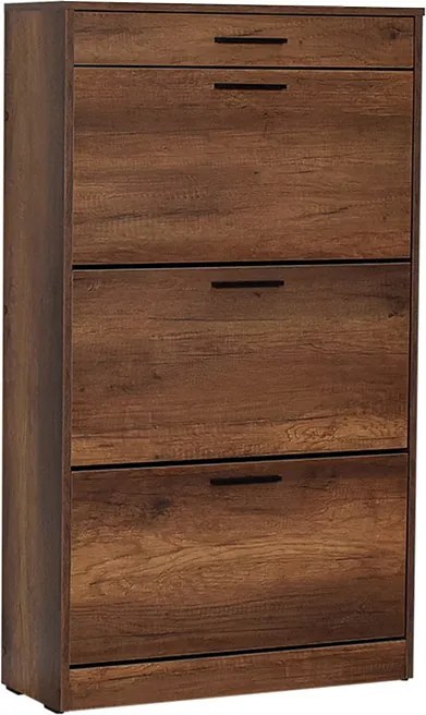 Плоска обувна стойка за 18 двойки в орехов цвят 75x29x128см.