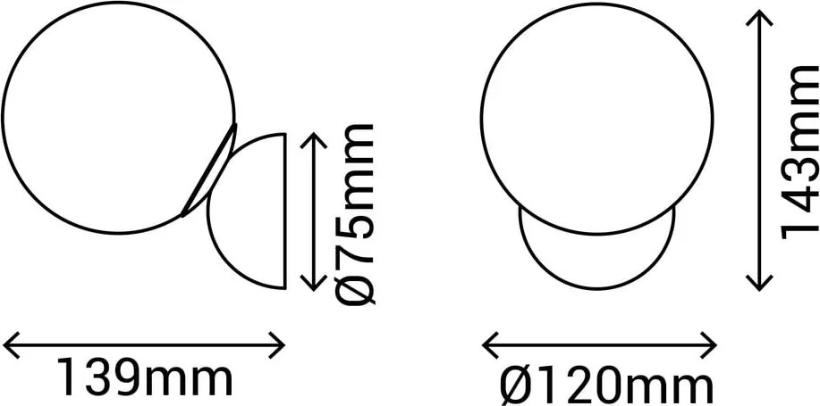 Стенна лампа Bola, ø 12 cm Volga - SULION