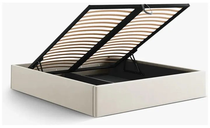 Бежово двойно легло 180x200 cm тапицирано с място за съхранение/без табла с включена подматрачна рамка Susan – Micadoni