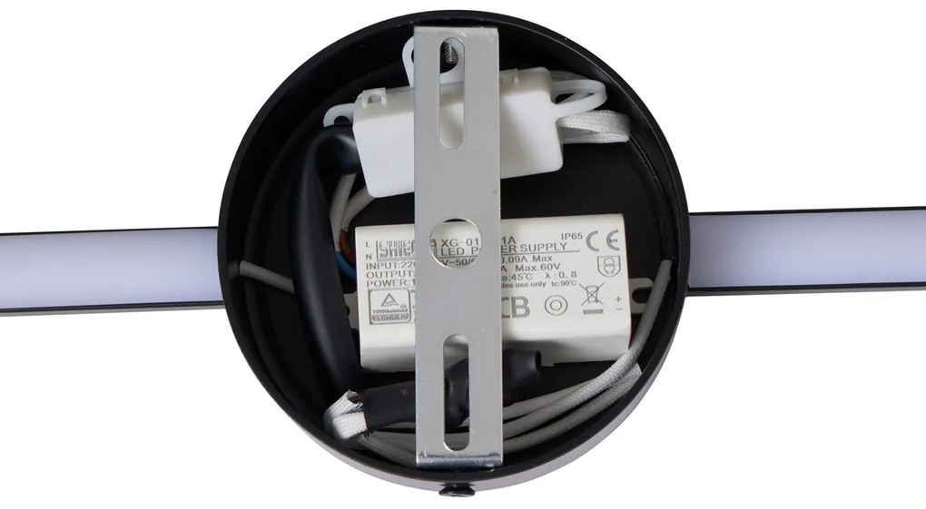 Модерна стенна лампа черна 60 см с LED - Clockwise