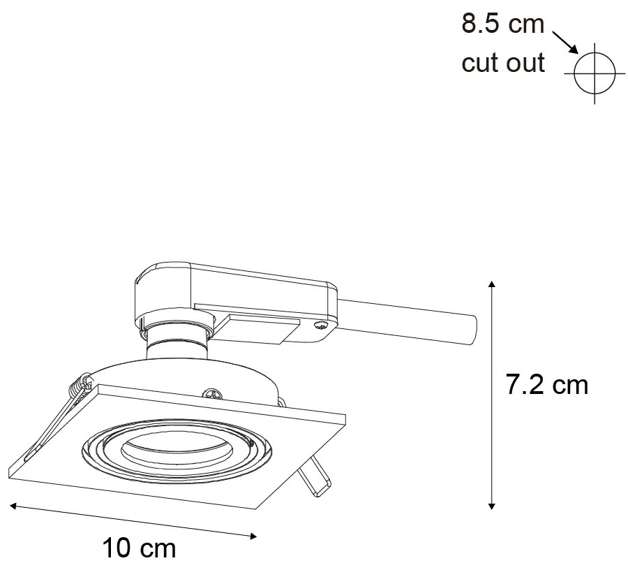 Комплект от 6 модерни вградени спот лампи Gunmetal GU10 50mm кръгли с възможност за накланяне - Qure
