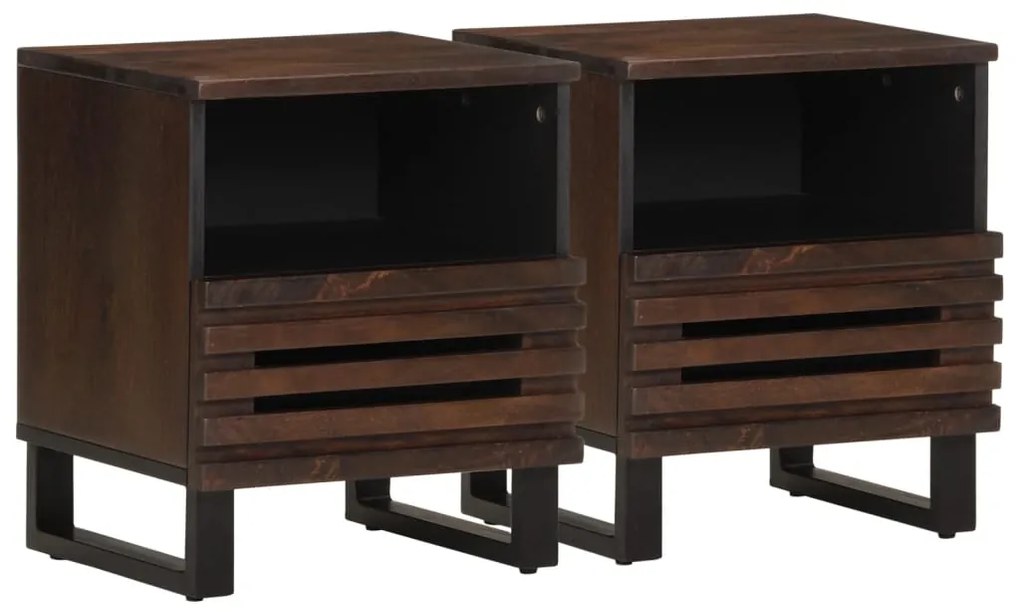 377471 vidaXL Нощни шкафчета, 2 бр, 40x34x46 см, манго масив