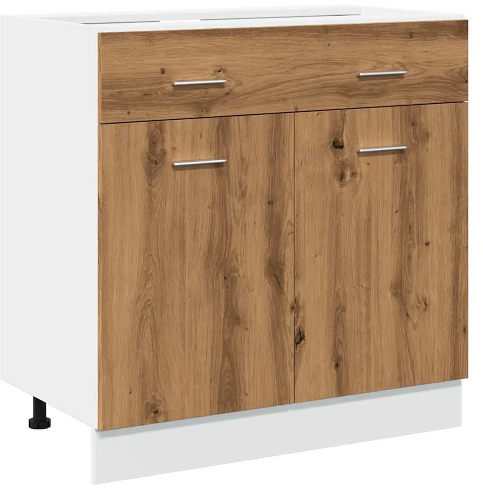 856093 vidaXL Шкаф с чекмеджета "Lyon", дъб Artisan, 80x46x81,5 см, инженерно дърво
