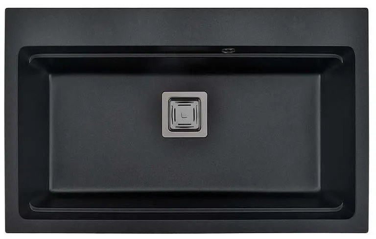 Кухненска мивка ICGS 8213 BLACK, гранит, едно корито, със сифон, 48х21х78см