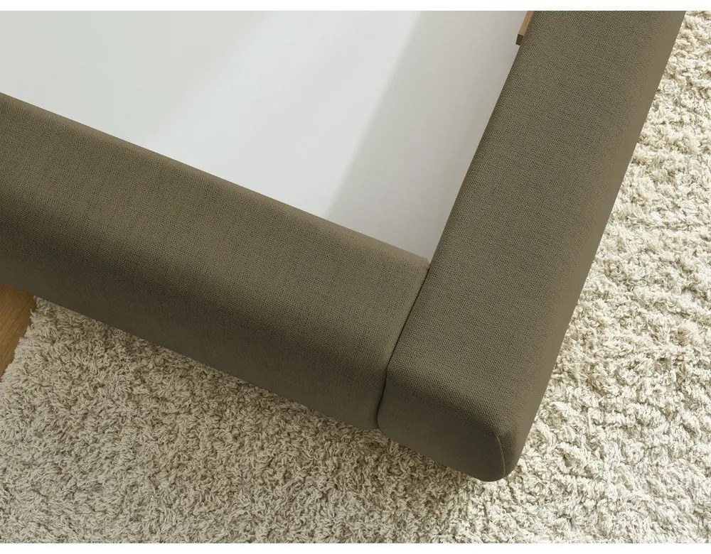 Тъмнозелено тапицирано двойно легло с място за съхранение с решетка 180x200 cm Jagna - Bobochic Paris