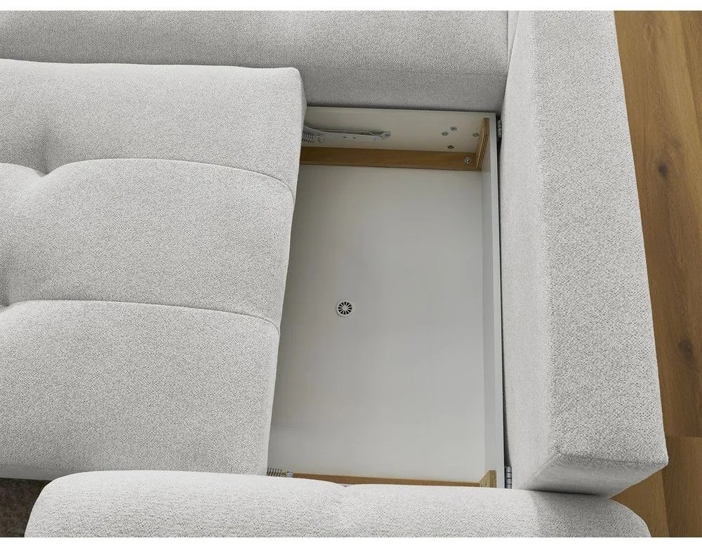 Светлосив шенилов сгъваем/с място за съхранение ъглов диван (ляв ъгъл) Roxelane – Bobochic Paris