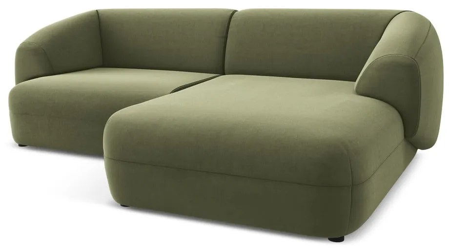 Зелен кадифен ъглов диван (десен ъгъл) Moana – Makamii