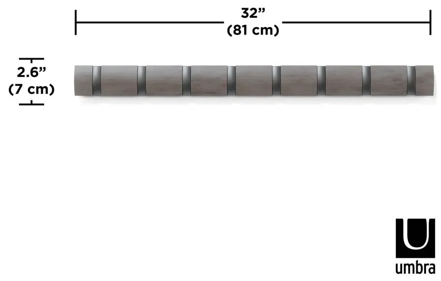 Сива стенна закачалка от тополово дърво Flip - Umbra