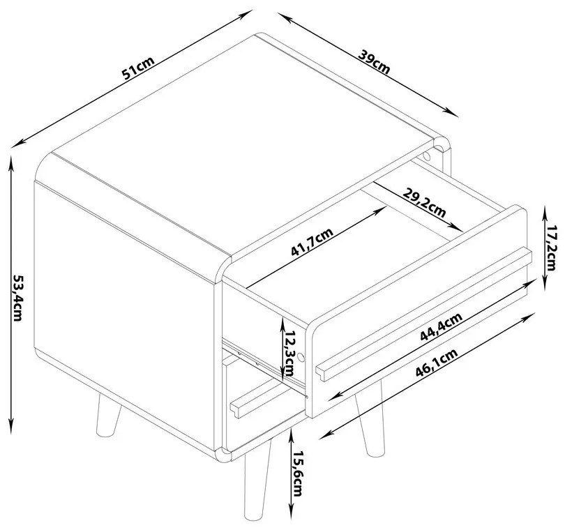Нощно шкафче в черен и естествен цвят Chantal - Støraa