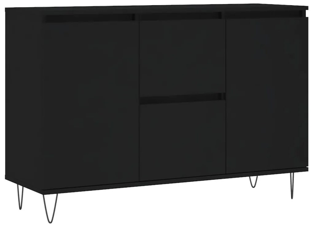 827205 vidaXL Сайдборд, черен, 101,5x35x70 см, инженерно дърво
