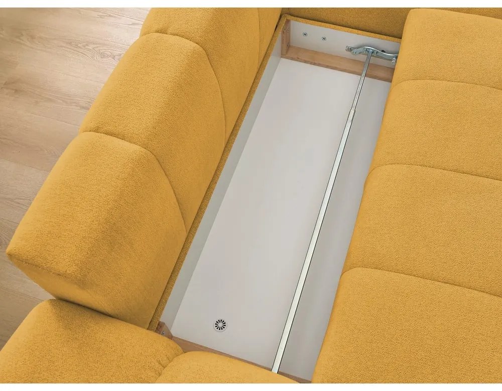 Шенилов сгъваем/с място за съхранение ъглов диван в цвят горчица (десен ъгъл) Everest – Bobochic Paris