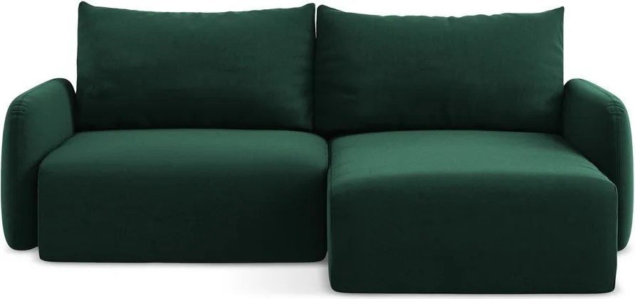 Тъмнозелен кадифен сгъваем/с място за съхранение ъглов диван (десен ъгъл) Kalena – Makamii