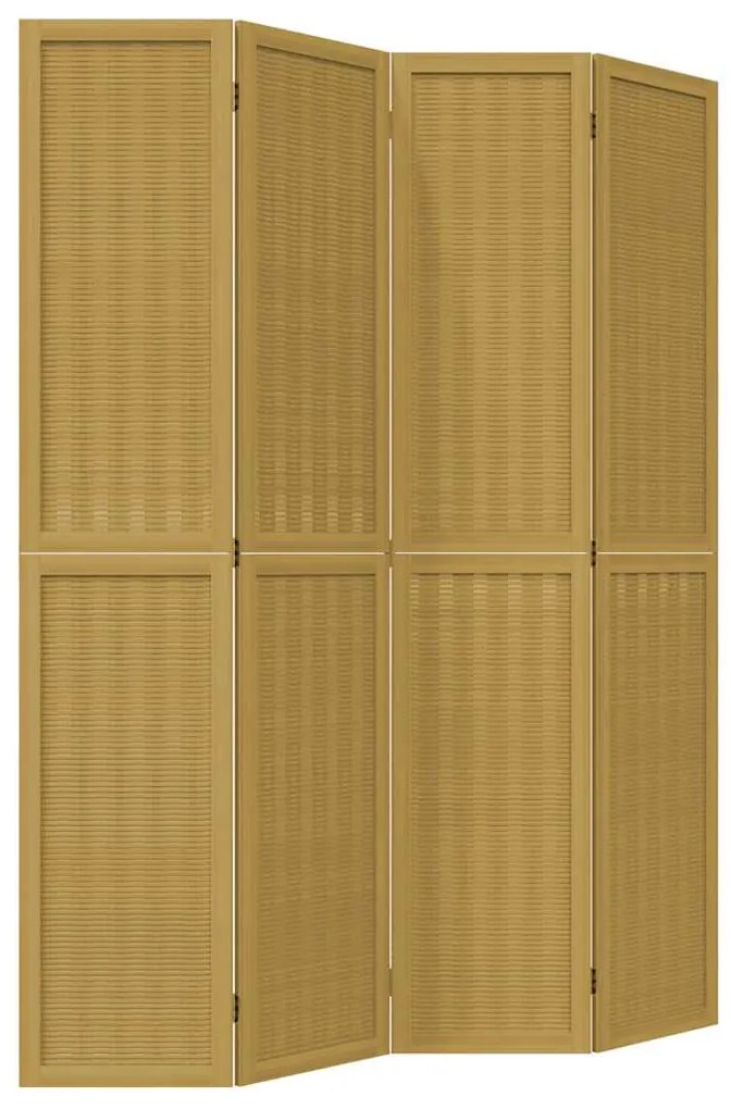 358819 vidaXL Разделител за стая, 4 панела, кафяв, дърво пауловния масив