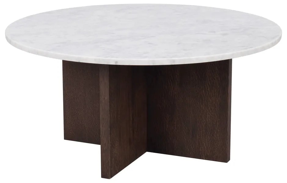 Кръгла масичка за кафе от бяло-кафяв мрамор 90x90 cm Brooksville - Rowico