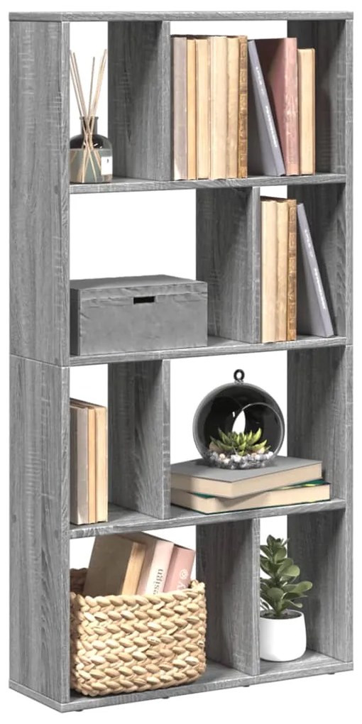 858152 vidaXL Библиотека, сив сонома, 60x20x120 см, инженерно дърво