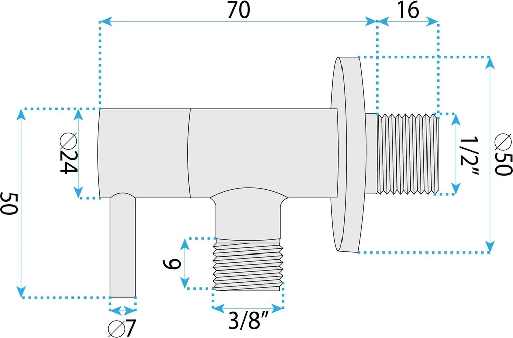 Ъглов вентил 1/2" x 3/8" Brush Gold