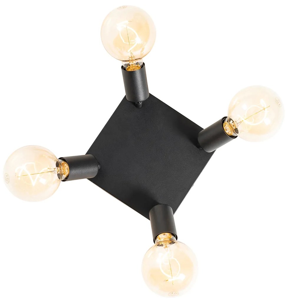 Модерен прожектор черен квадратен 4-светлина - Facil