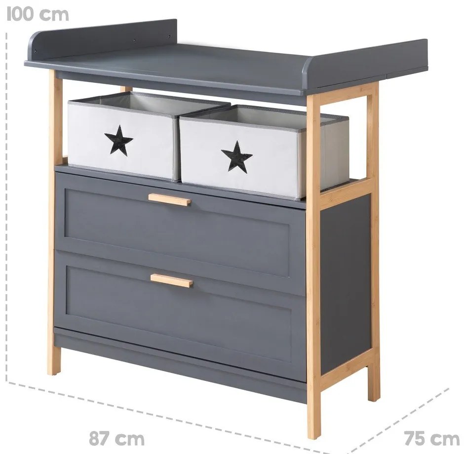 Антрацитен нисък детски скрин 87x75 cm Berlin – Roba