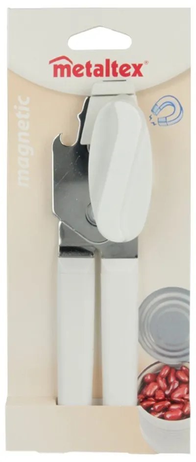 Бяла магнитна отварачка за консерви, дължина 19 cm - Metaltex