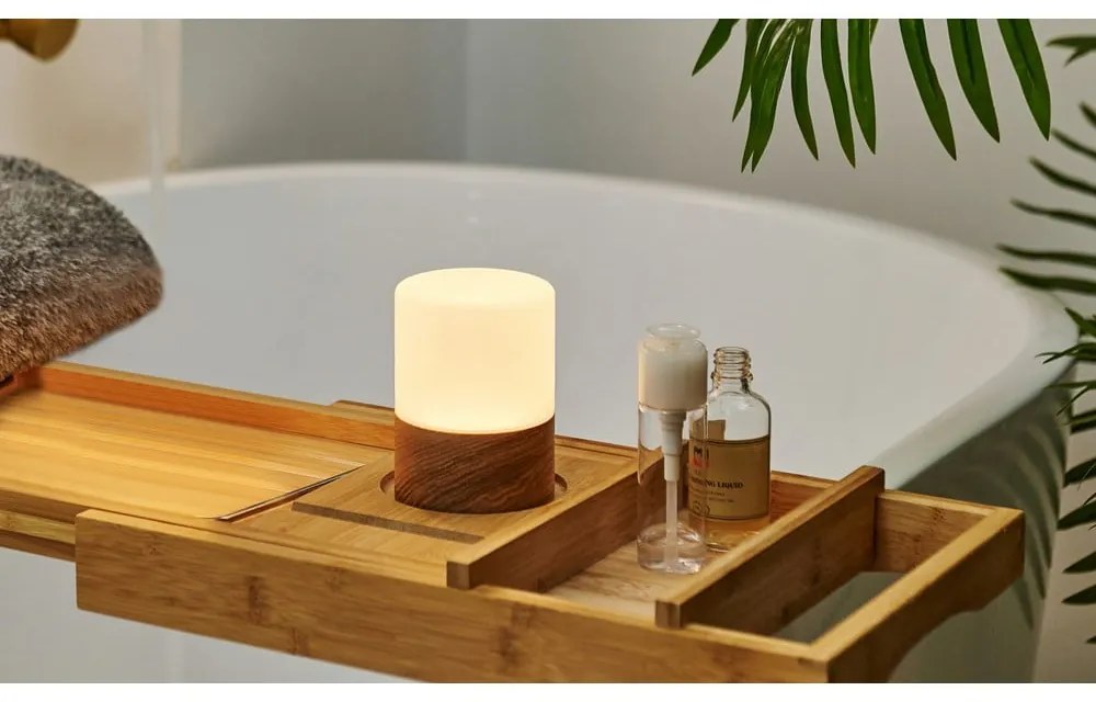 Тъмнокафява настолна лампа със стъклен абажур (височина 10,5 cm) Lemelia - Gingko