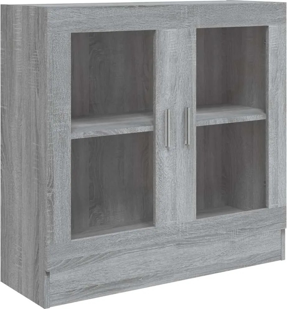 815616 vidaXL Шкаф витрина, сив сонома, 82,5x30,5x80 см, инженерно дърво