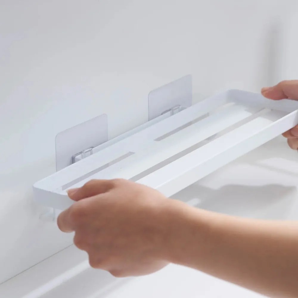 Стоманен рафт за баня без пробиване в матово бял цвят Film Hook – YAMAZAKI