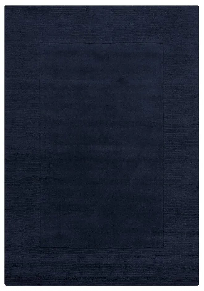 Тъмносин ръчно изработен вълнен килим 200x290 cm Textured Wool Border – Flair Rugs