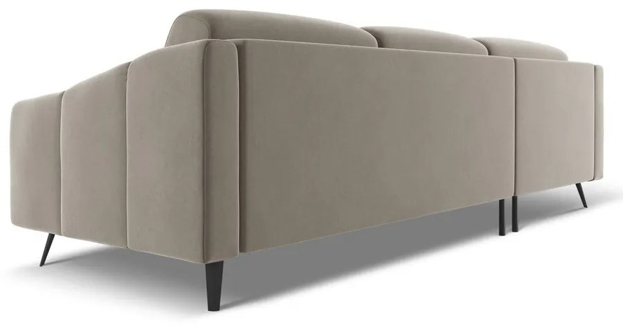 Бежов кадифен ъглов диван (ляв ъгъл) Nalu – Makamii