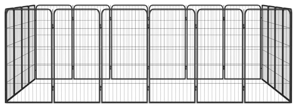 Заграждение за куче черно 20 панела 50x100 см прахово боядисано