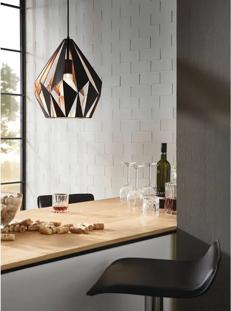 Черно висящо осветително тяло с метален абажур ø 31 cm CARLTON 1 – EGLO