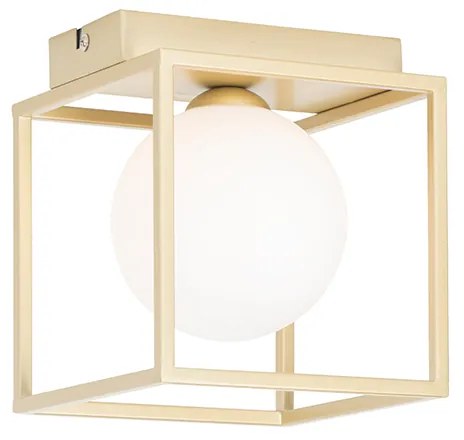 Дизайнерски таванен аплик златен с бяло стъкло - Aniek