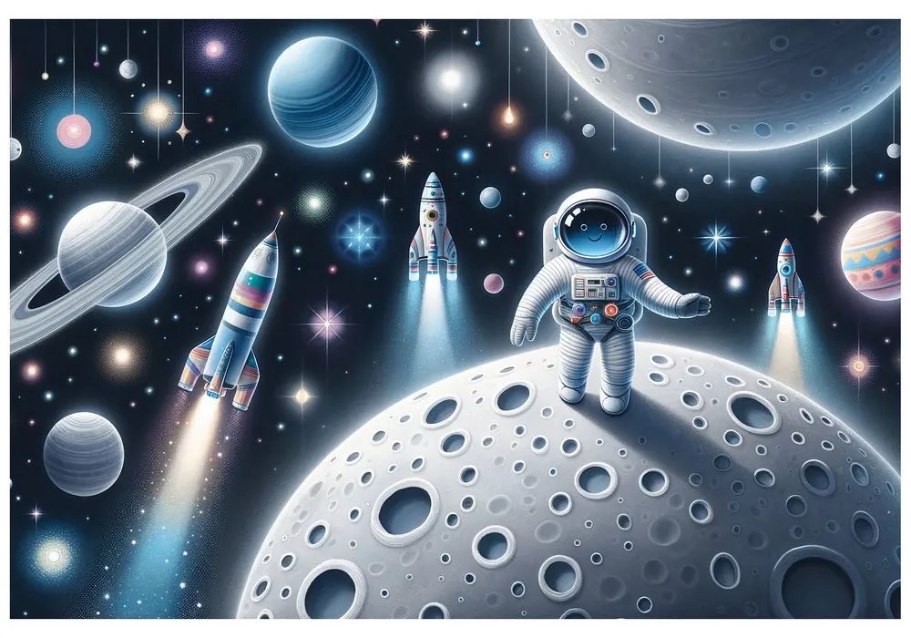 Тапет – Детска вселена с астронавти