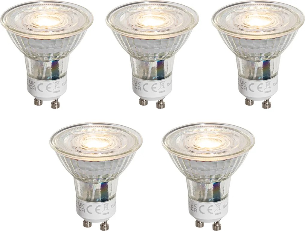 Комплект от 5 димируеми прозрачни GU10 LED крушки 4.9W 500 lm 2700K