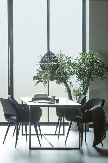 Черни тапицирани трапезни столове в комплект с подлакътници 2 бр. Jelle – WOOOD