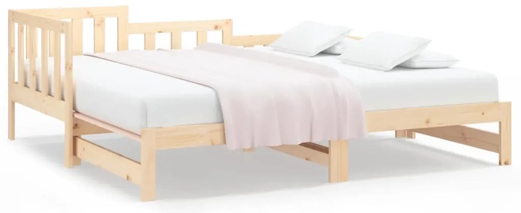 820741 vidaXL Разтегателно дневно легло, 2x(90x200) см, борово дърво масив