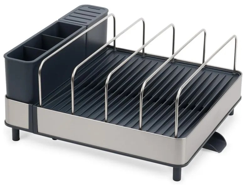 Разопакован: Сушилник за съдове Joseph Joseph 851690, Разтегаем, Дренаж, Отделение за ножове, Разглобяем, Тъмносив/инокс