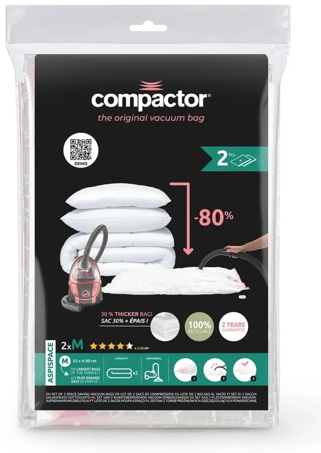 Вакуумни торбички в комплект от 2 броя Premium Valve M – Compactor