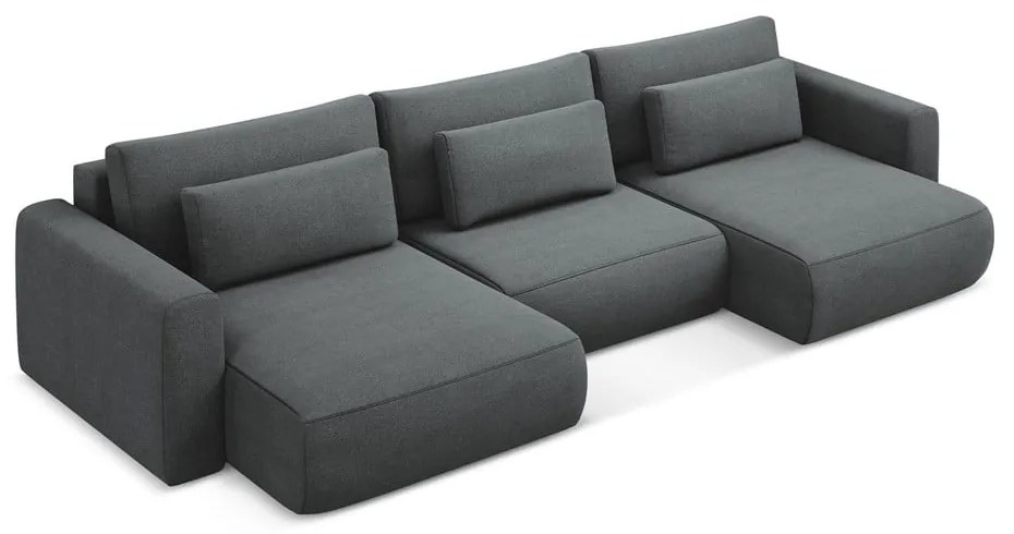 Тъмносив разтегателен ъглов диван с място за съхранение (U форма) Kapua – Makamii